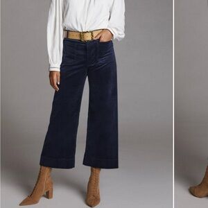 Anthropologie Dark Blue Wide-Leg Corduroy Pants